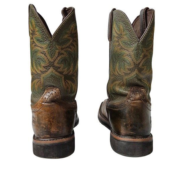 Justin SE4688 Steel Toe Work Boots Mens 11 EE Brown Leather Cowboy Western - Picture 8 of 12